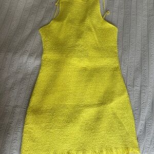 Free People Iyla Smocked Mini Dress in Blazing Yellow SZ M